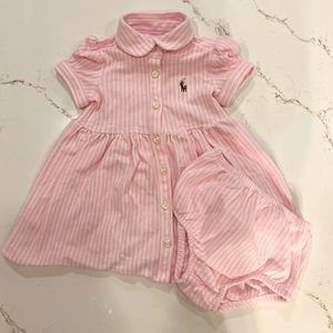 Ralph Lauren 0-3 Pink seersucker knit dress with bloomers